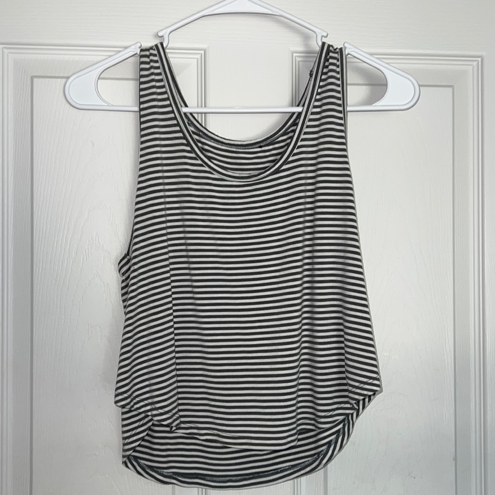 White and Gray Cropped Tank Top